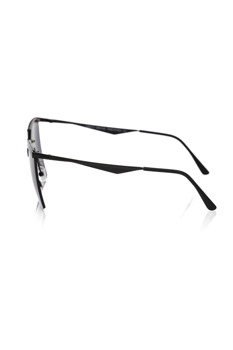 Black metallic women's sunglasses shown in profile view