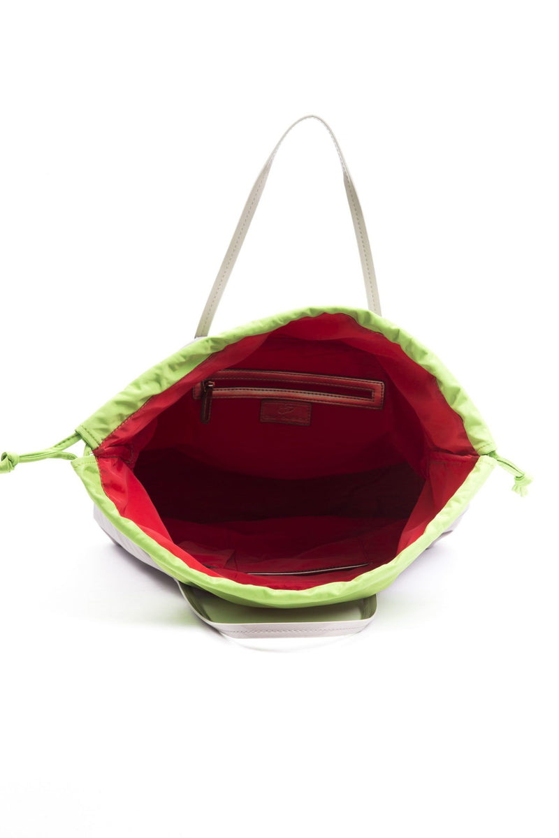 Gray polyester women shoulder bag with open top and red interior lining