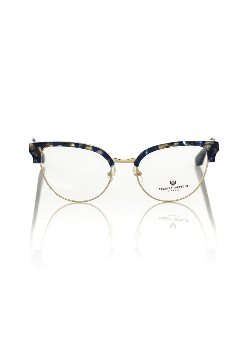 Frankie Morello blue tortoiseshell and gold metal cat-eye eyeglass frames