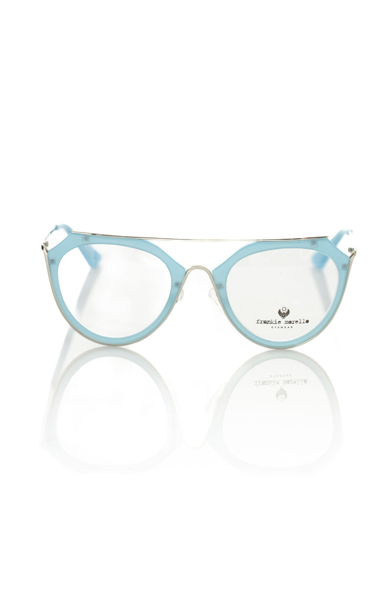 Light blue and silver acetate women eyeglasses with a modern cat-eye frame design