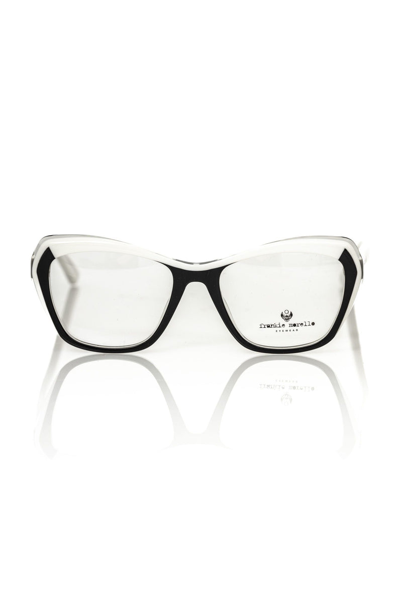 Black and white acetate cat-eye women's eyeglass frame