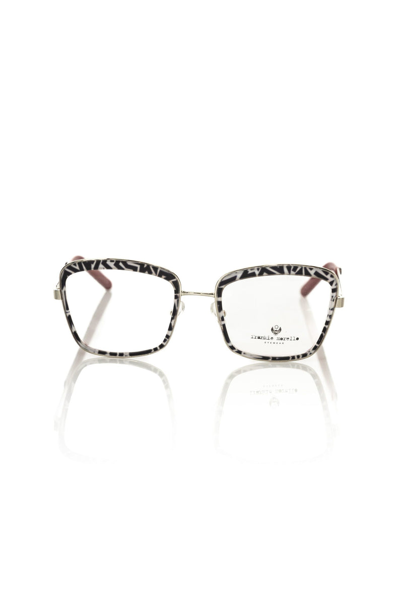 Frankie Morello metallic and black-and-white patterned square women's eyeglasses frame