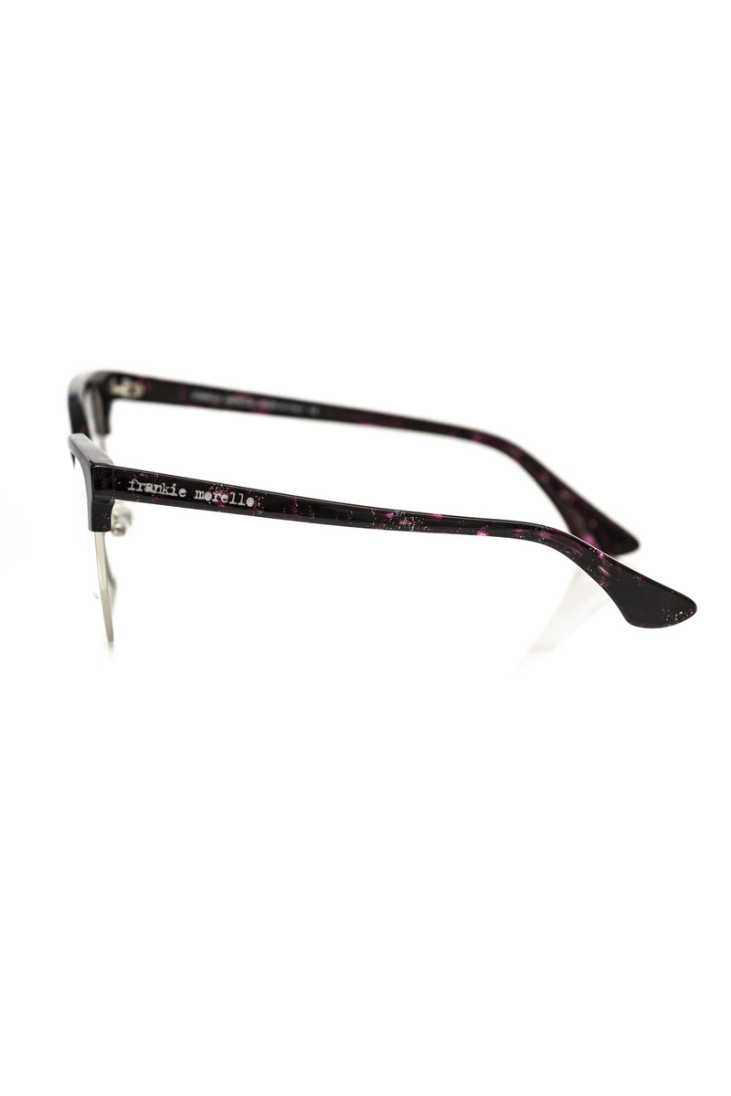 Burgundy metallic women’s eyeglasses frames with speckled pattern and side branding