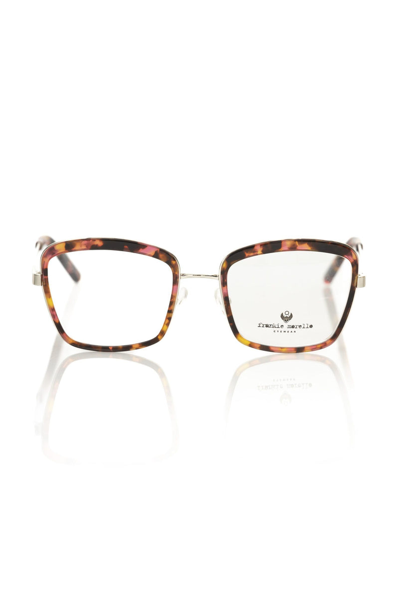 Red and brown tortoiseshell acetate and metal women's square eyeglass frame