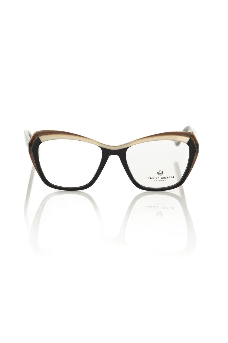Frankie Morello black and gold acetate cat-eye women's eyeglass frame