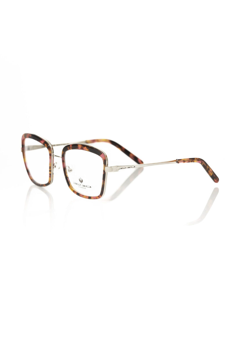 Tortoiseshell and silver metal square eyeglass frames for women