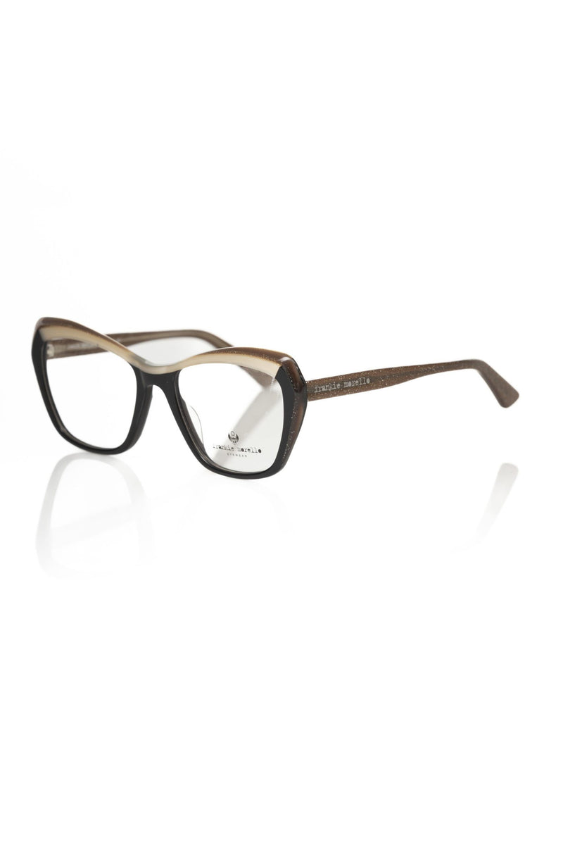 Black and brown acetate women's cat eye eyeglass frame