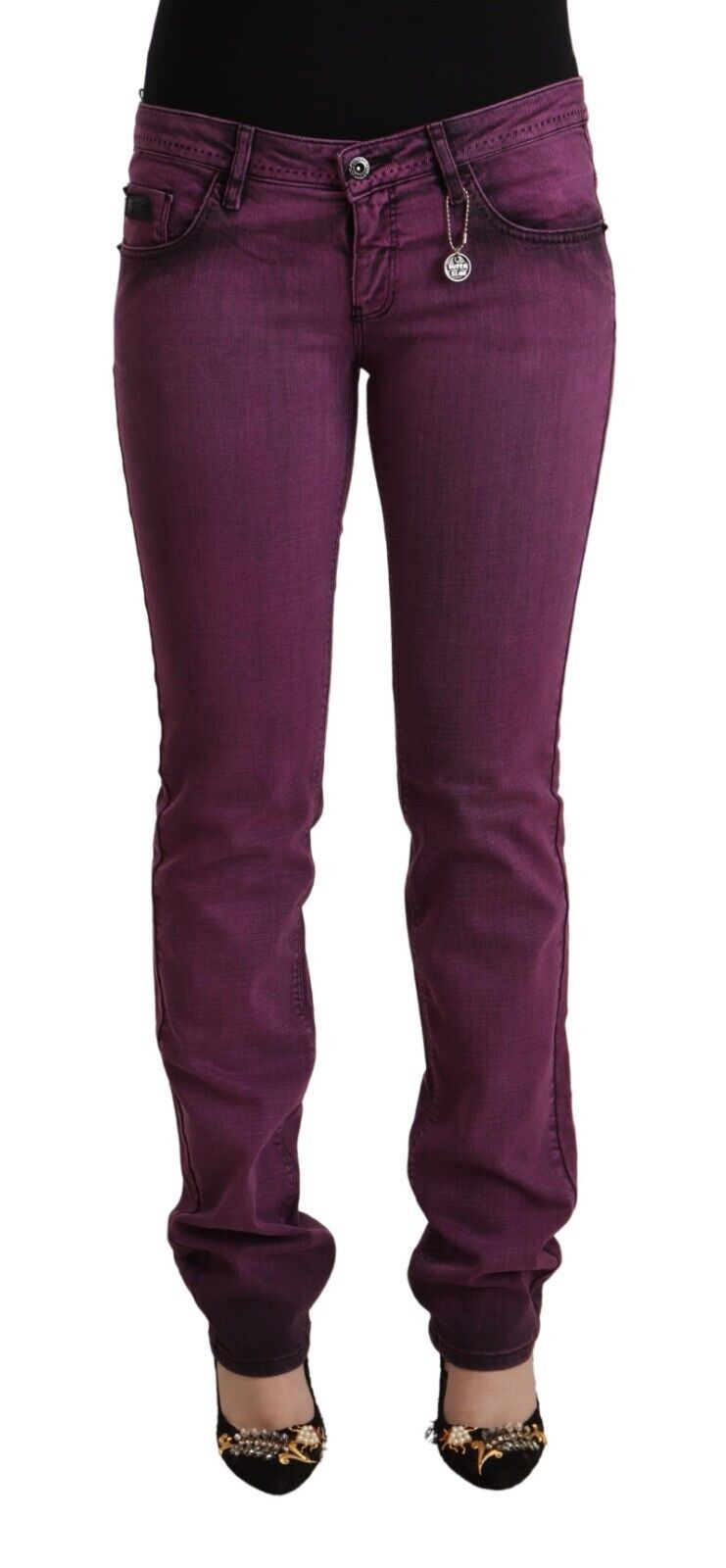 Purple slim fit cotton denim jeans