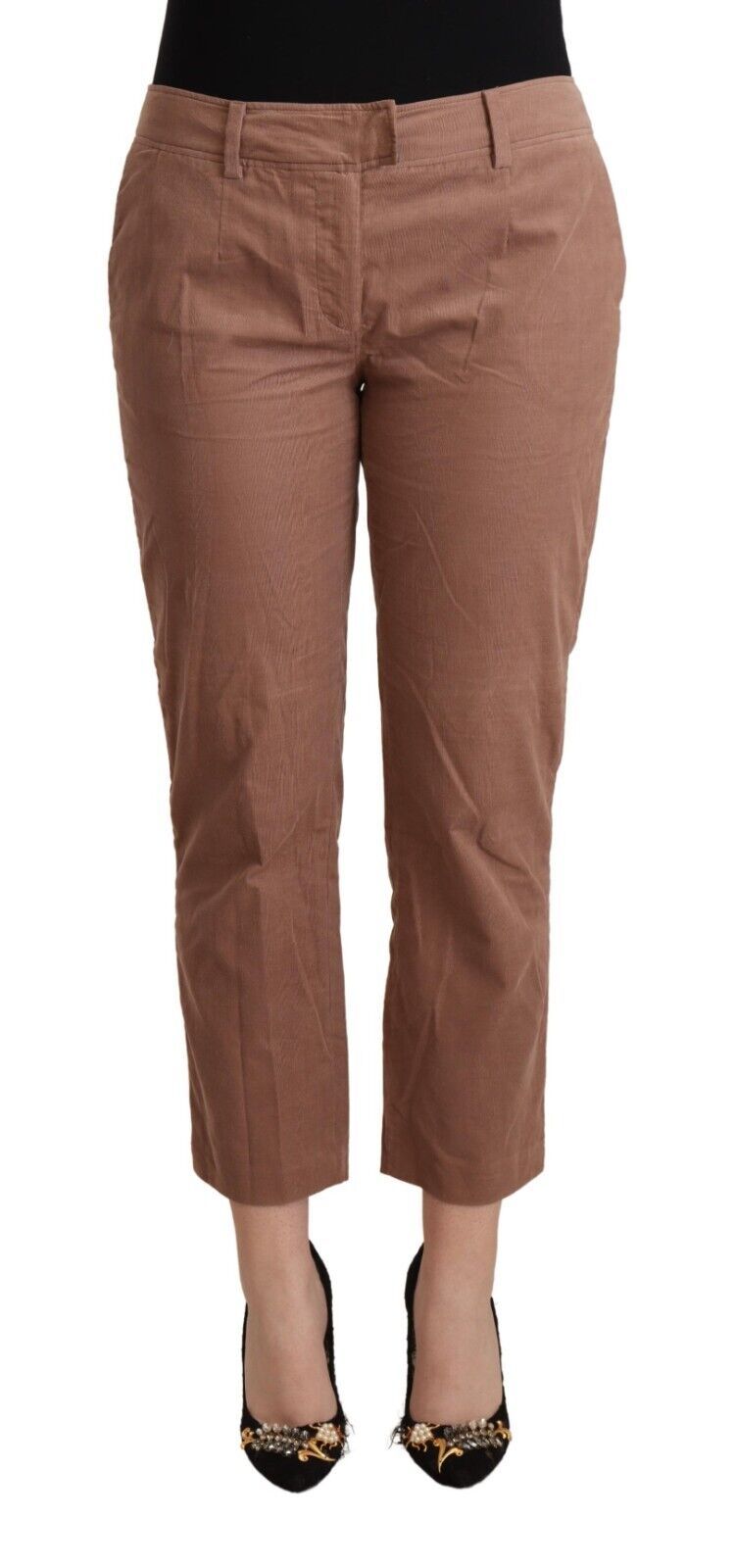 Costume National brown cotton tapered cropped pants