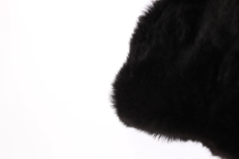 Black weasel fur crochet hood scarf hat