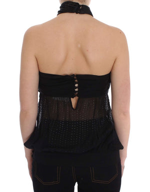 Exte Black Neck Wrap Top Blouse