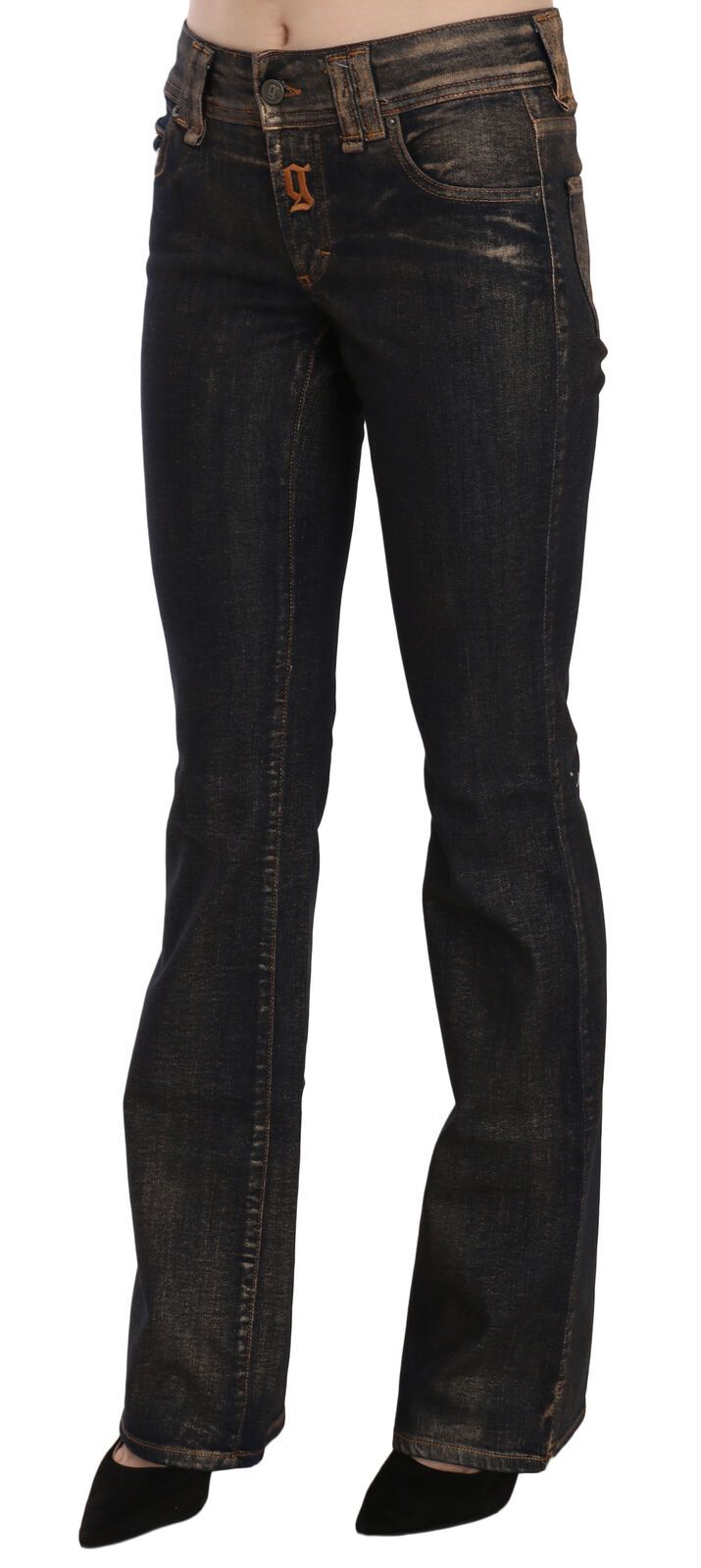 John Galliano black washed mid-waist flared denim cotton pants