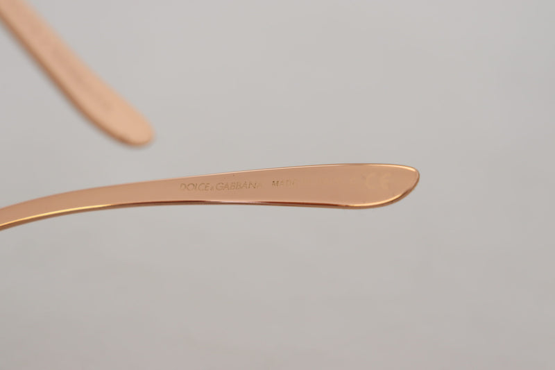 Pink gold metal sunglass temple tip with Dolce & Gabbana branding