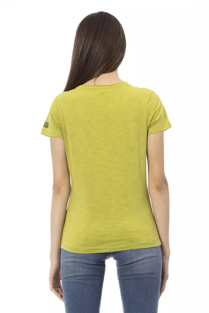 Trussardi Action green cotton women t-shirt viewed from the back