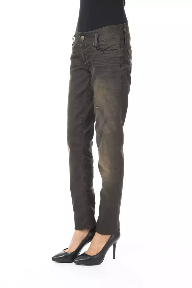 BYBLOS black cotton women's slim-fit jeans with a worn-in finish