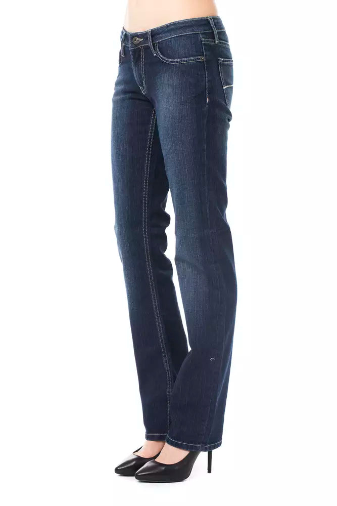 Dark blue cotton women's jeans in a slim fit style