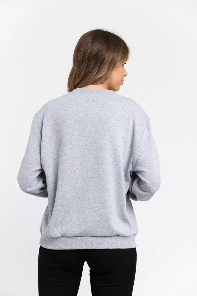 Gray cotton women sweatshirt seen from the back