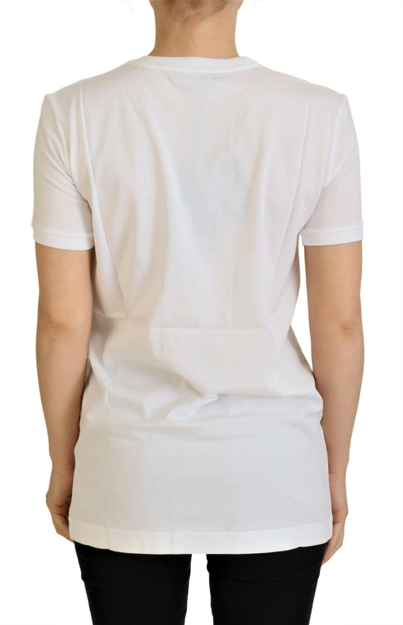 White cotton short-sleeve t-shirt seen from the back