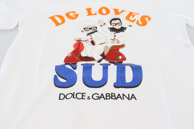 White cotton Dolce & Gabbana T-shirt with DG Loves SUD graphic print