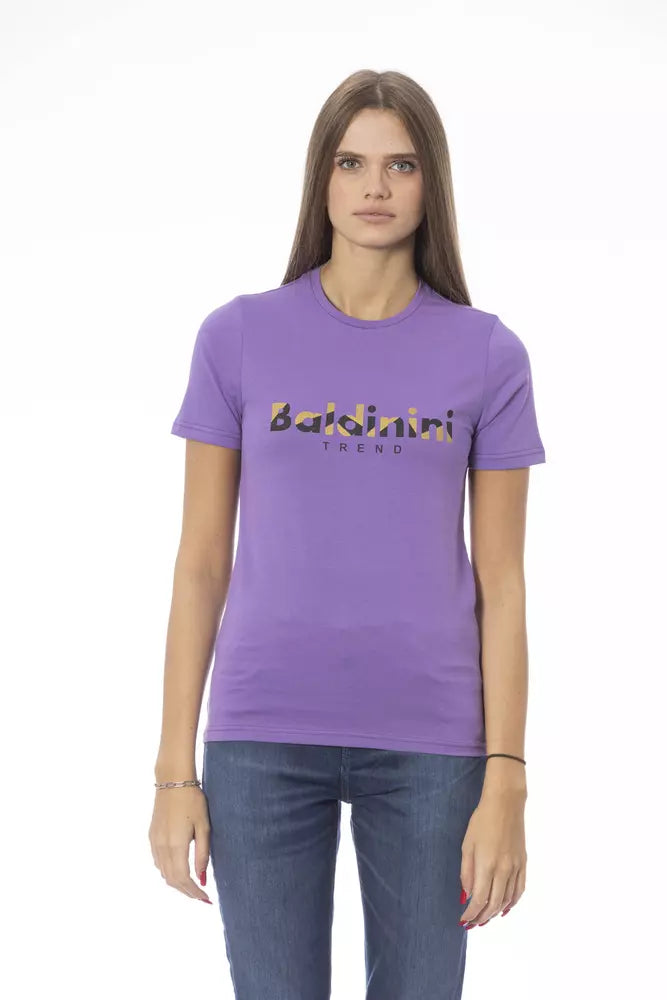 Purple cotton women's short-sleeve t-shirt with Baldinini Trend logo on the chest