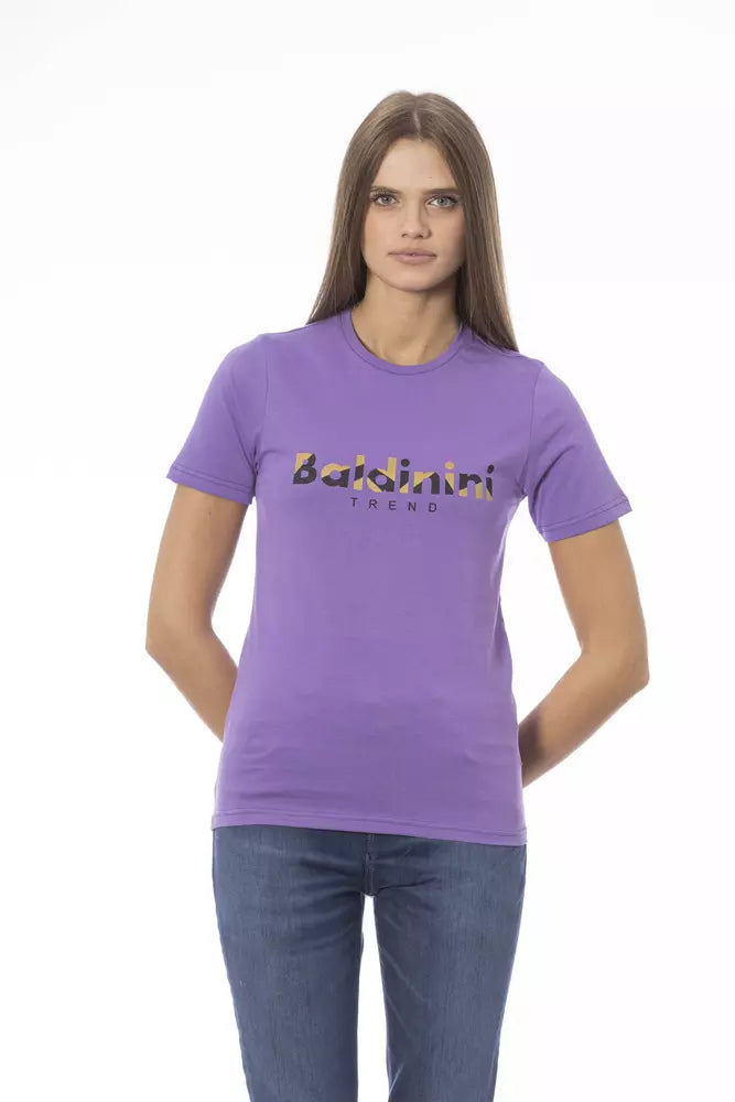 Purple cotton women's short-sleeve t-shirt with Baldinini Trend logo on the chest
