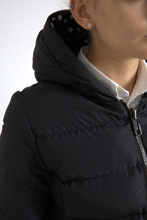 Dolce & Gabbana Black Polyester Hooded Reversible Jacket