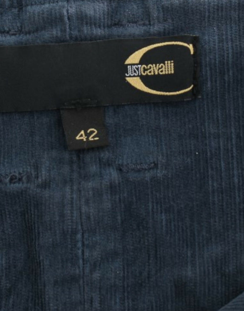 Blue corduroy pencil skirt with Just Cavalli label size 42