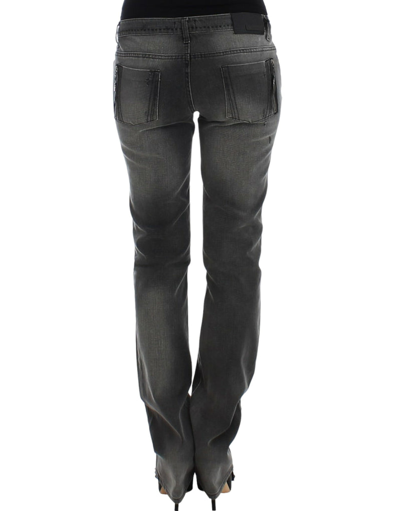 Costume National gray straight leg denim jeans viewed from the back