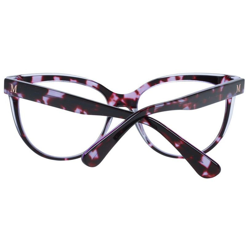 Purple tortoiseshell acetate eyeglass frames with folded arms