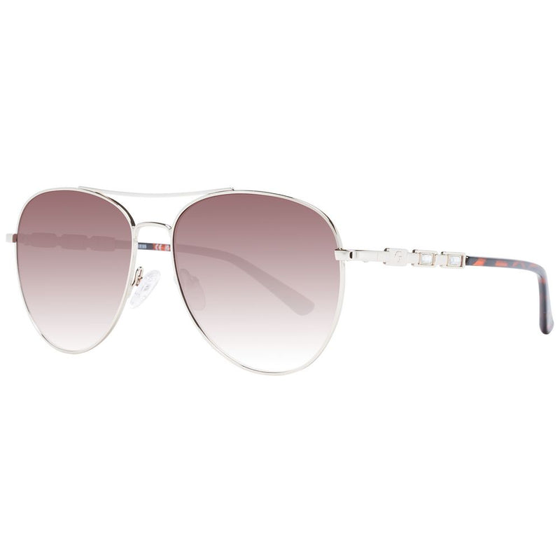 Guess silver metal aviator sunglasses with pink gradient lenses and patterned temple tips