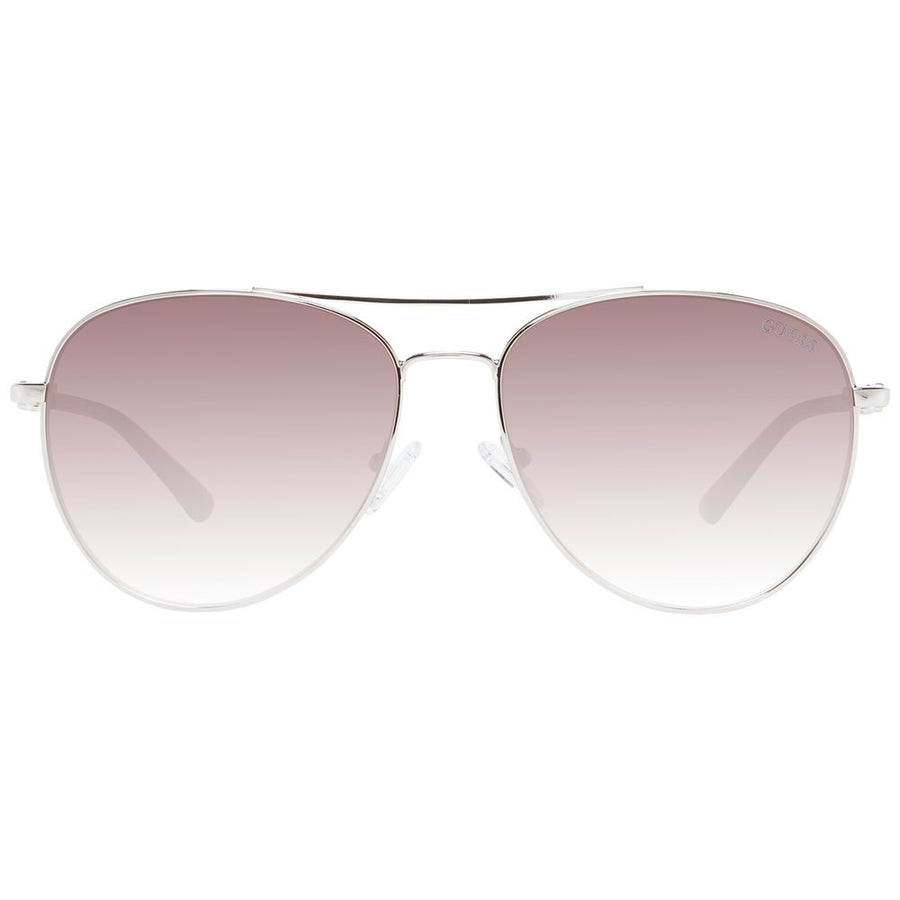 Guess silver metal aviator sunglasses with pink gradient lenses and patterned temple tips