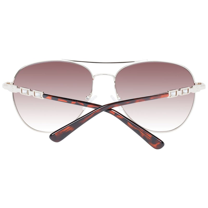 Silver metal aviator sunglasses with gradient lenses and tortoiseshell arms