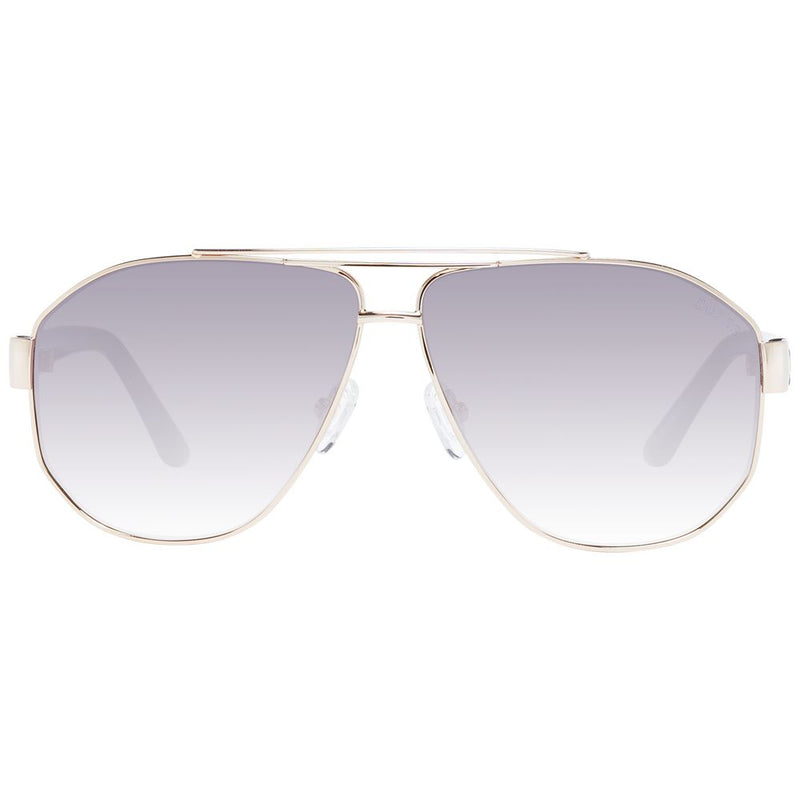 Gold metal aviator sunglasses with gradient purple tinted lenses
