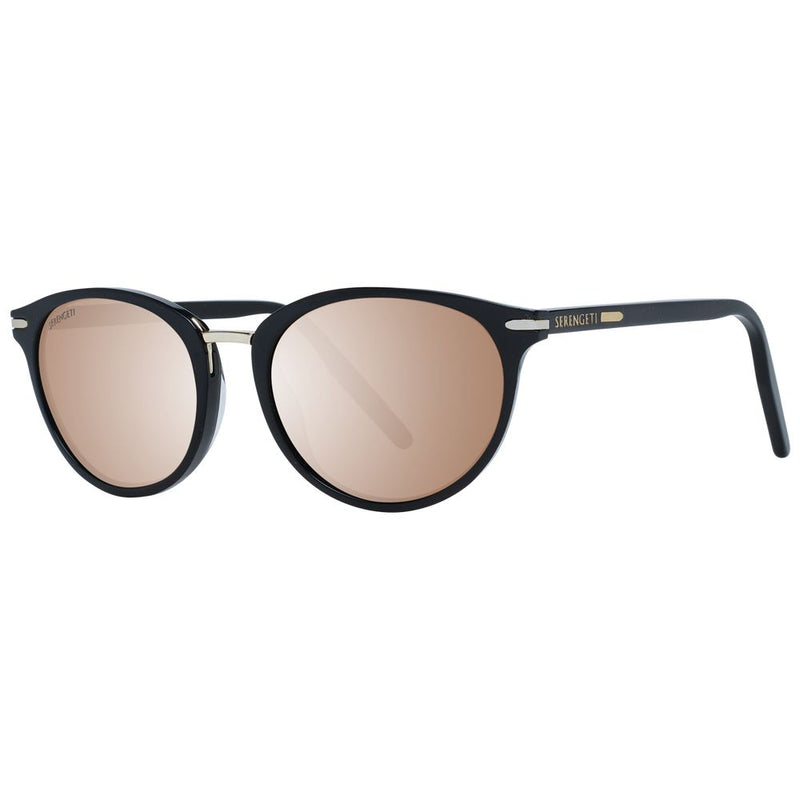 Black acetate and metal sunglasses with round frames and rose-tinted lenses