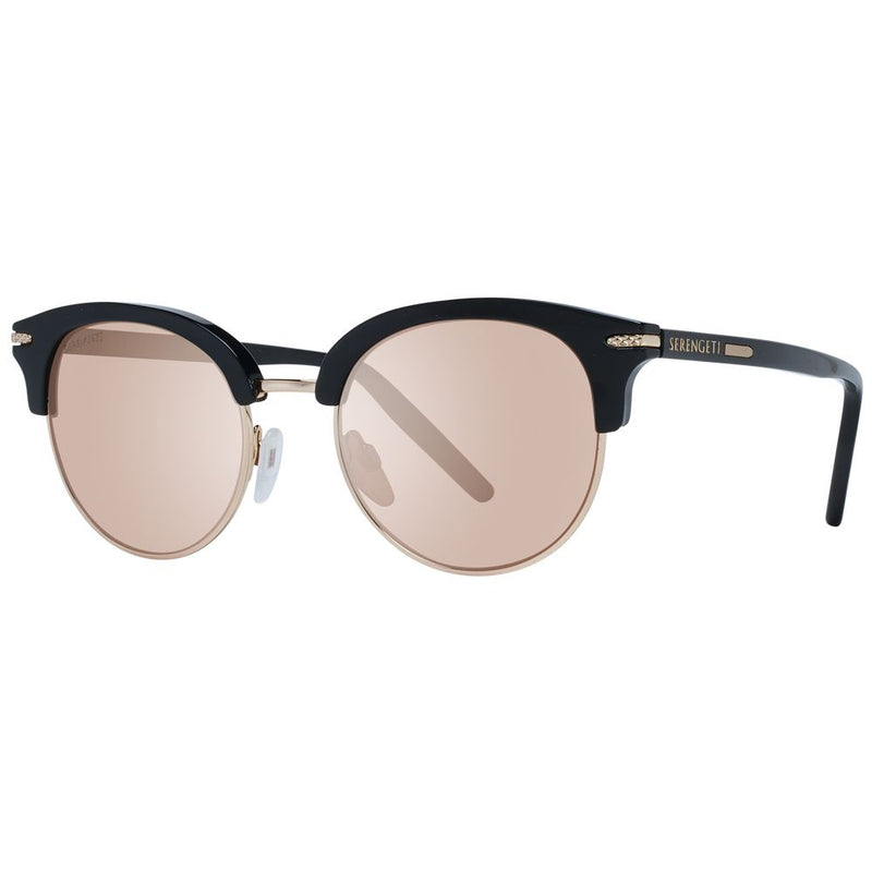Serengeti black acetate and gold metal round sunglasses with gradient lenses