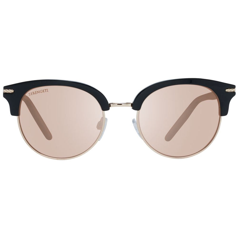Black acetate and metal sunglasses with browline frames and tinted lenses