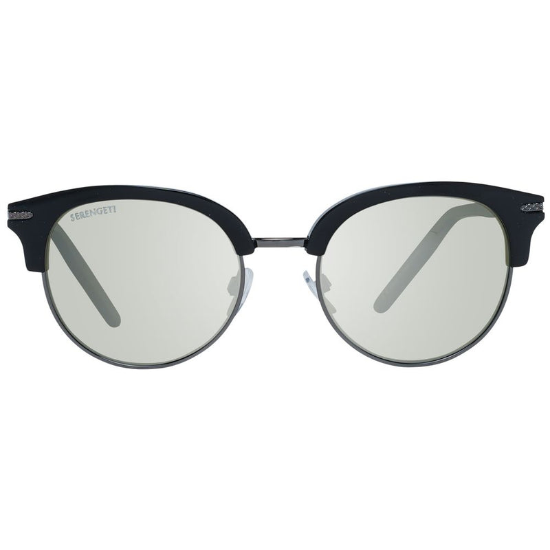 Serengeti black acetate and metal sunglasses with round lenses and browline frame style