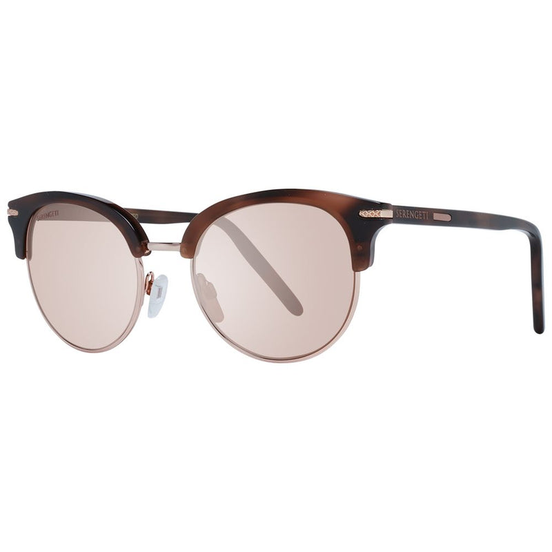 Brown acetate and gold metal half-frame sunglasses with tinted lenses