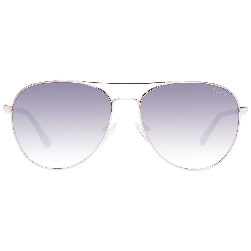 Guess rose gold metal aviator sunglasses with gradient purple lenses