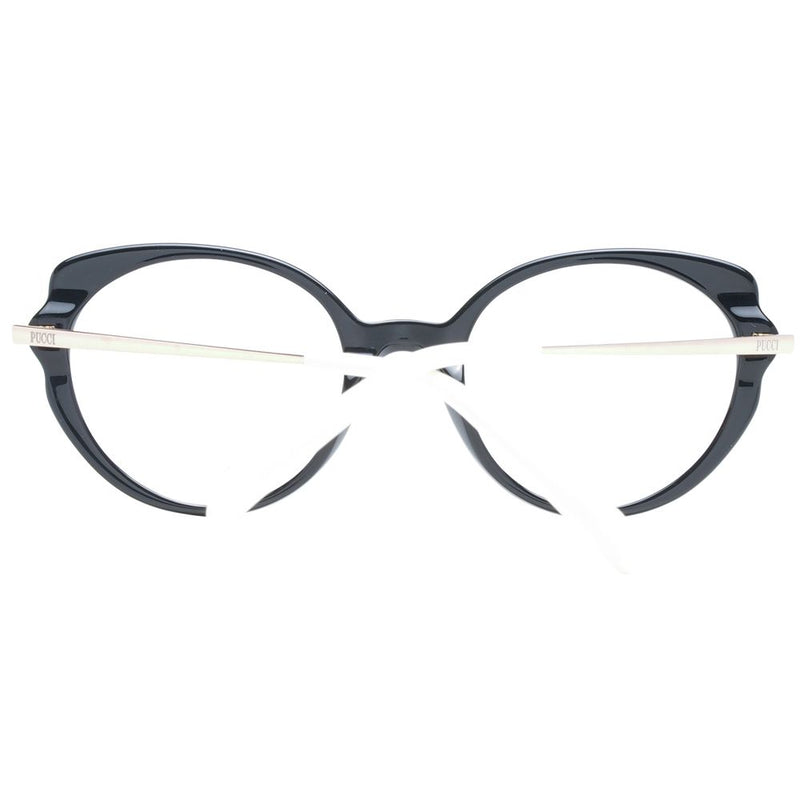 Emilio Pucci black plastic cat-eye glasses frames with thin white metal temples