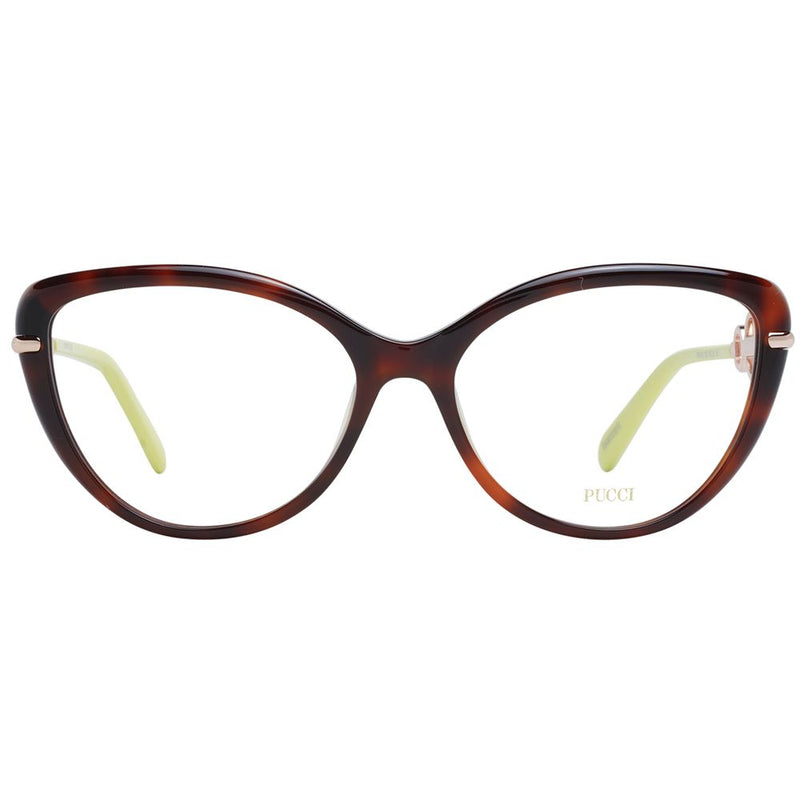 Emilio Pucci cat-eye brown plastic eyeglass frames with light green temples