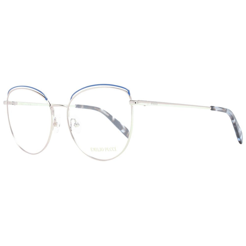 Emilio Pucci blue and silver metal cat-eye eyeglass frames with thin rims