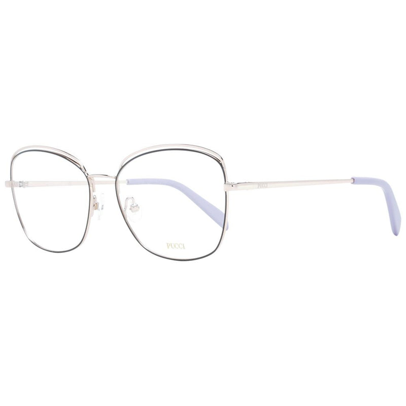 Emilio Pucci black and silver metal eyeglass frames with rounded lenses