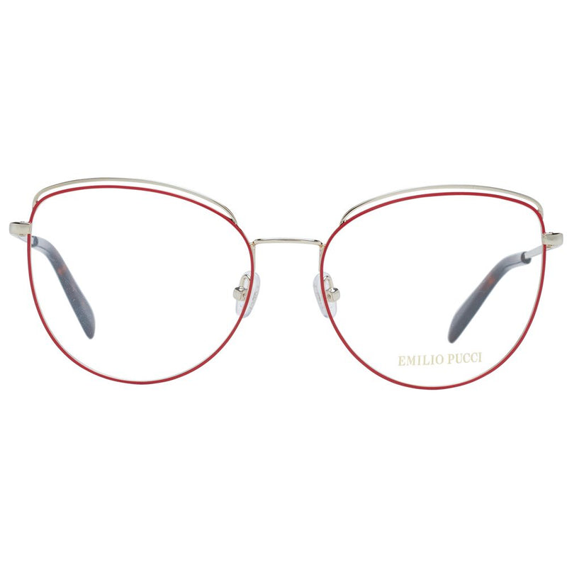 Emilio Pucci red and gold metal eyeglass frames with cat-eye style lenses