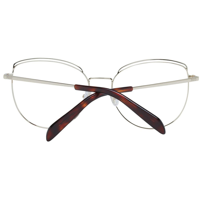 Emilio Pucci gold and tortoiseshell metal eyeglass frames with double-rim cat-eye lenses