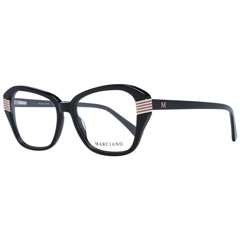 Marciano black plastic cat-eye eyeglass frames with gold side accents