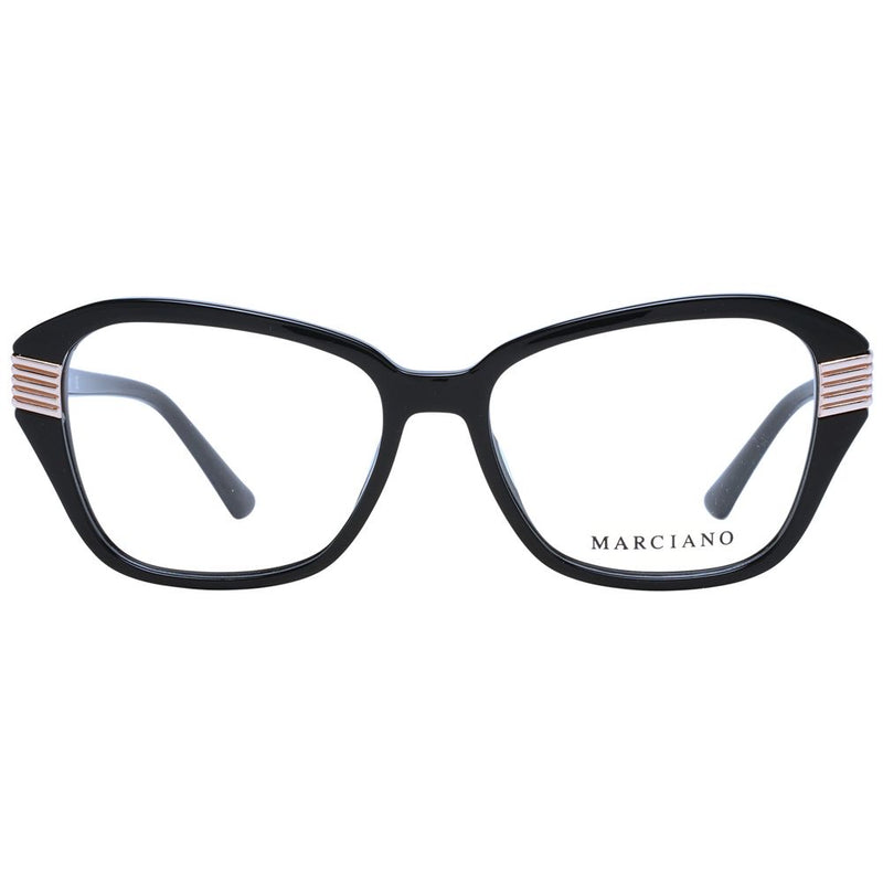 Marciano by Guess black plastic cat-eye glasses frames with metallic ribbed detailing on the temples