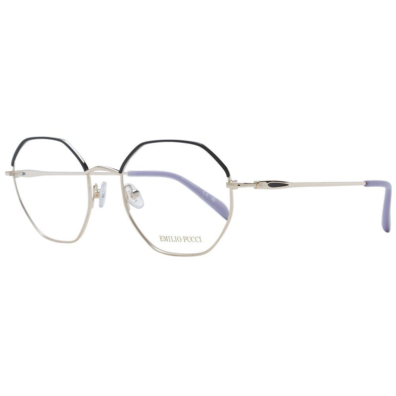 Emilio Pucci black and silver metal eyeglass frames with geometric rims