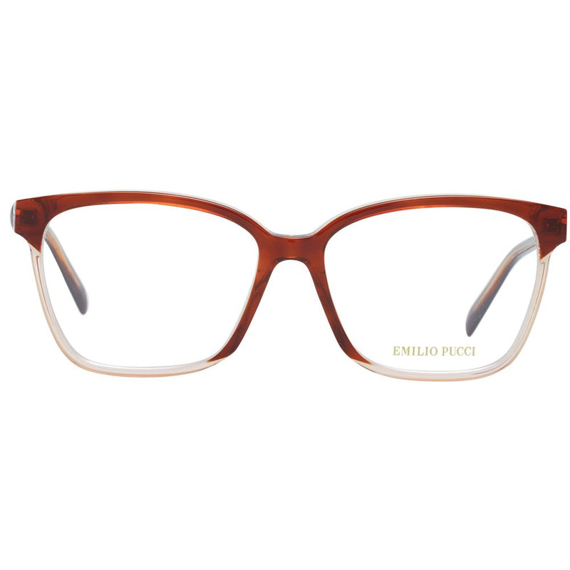 Emilio Pucci brown plastic eyeglass frames with a gradient from dark brown to translucent nude