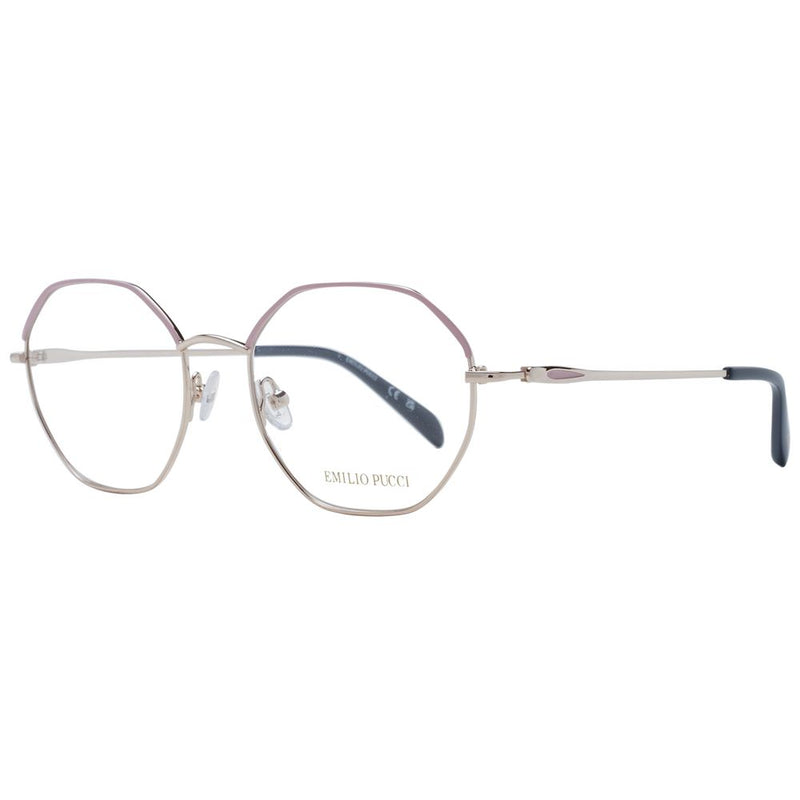 Emilio Pucci pink and silver metal eyeglass frames with geometric rims